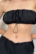 Lastik Detay Straplez Crop resmi